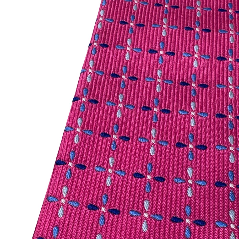 Turnbull & Asser Pink Silk Geometric Floral Tie Hand Made in England 3.5 x 56 - Picture 2 of 4